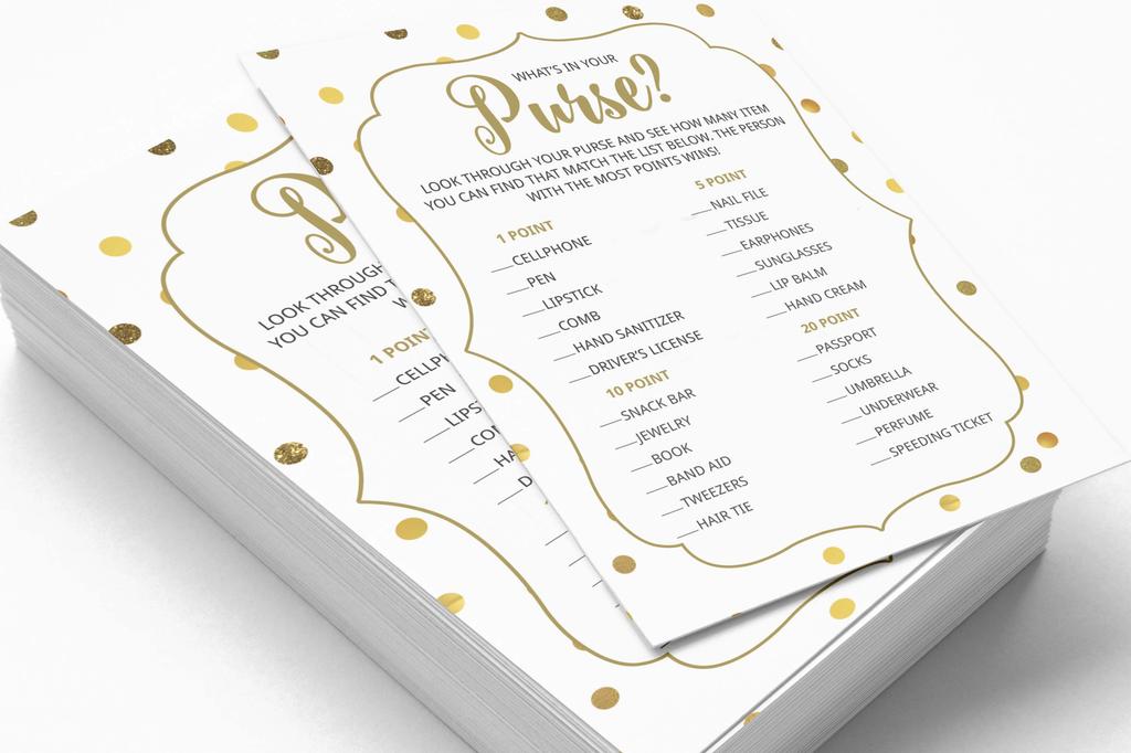 Inkdotpot 50A  Gold ConfettiA  BingoA  GameA  CardsA  For Bridal Wedding Shower Bachelorette Party Bulk Blank Square Fill In Gift