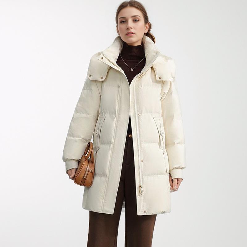 Damen Winterjacke 2024 Neu Winter Damen Einfarbig Verdicken Warm Lang Baumwolljacke Damen Lässige Kapuzenparkas Mäntel