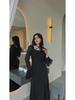 2024 Autumn Cross-border Elegant Chiffon Ruffle Tie-up Slimming Dress