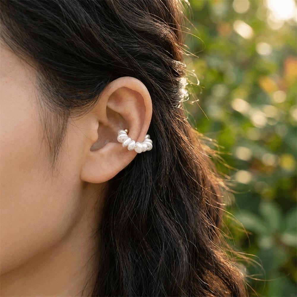 Metal C Shape Ear Cuff Imitation Pearl Gold Jewelry Simple Ear Buckle Party