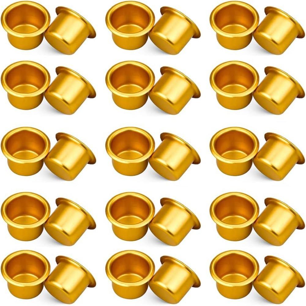 

Золотые подсвечники Алюминиевые каплеуловители для свечей Пустой футляр Подсвечники для обеденного стола