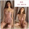 Sexy Pajamas Deep V Gathering Plus Steel Rim Chest Pad Perspective Mesh Large Size Nightdress Suit