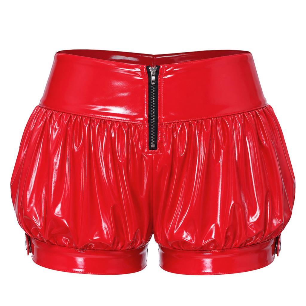 Womens Patent Leather Bubble Shorts