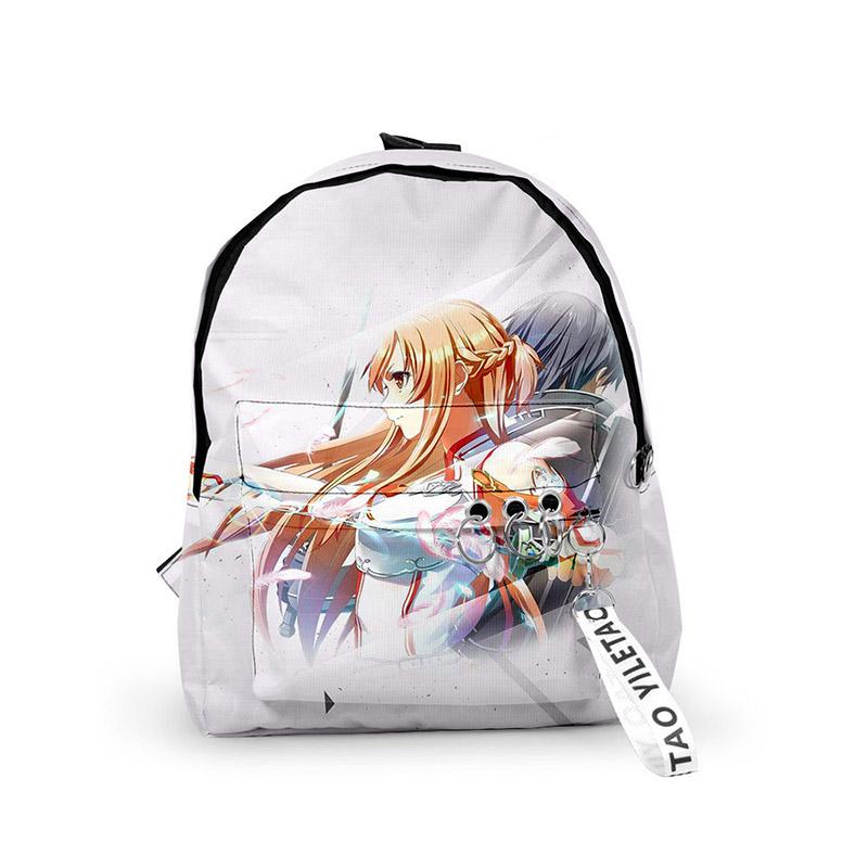 Classic Anime Sword Art Online Backpacks Boys/Girls Pupil School Bags 3D Print Keychains Oxford Waterproof Cute Small Backpacks