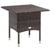 Outdoor Rattan Side Table Coffee Table with Plastic Board, Full Woven Table Top for Patio, Garden, Balcony, Mixed Brown