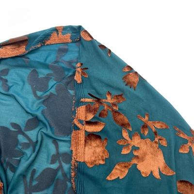 1yard Floral Printed Stretchy Embossed Velvet Fabric Flocking Jacquard Fabric for Cheongsam Dress DIY Sewing Clothing