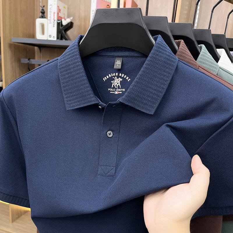 Ice Lapel Collar Polo Shirt Short Sleeve Business Casual T-Shirt M
