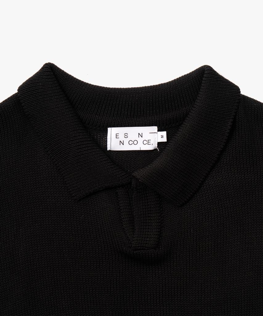 ESN Washable Collared Neck Short Sleeve Knit Black