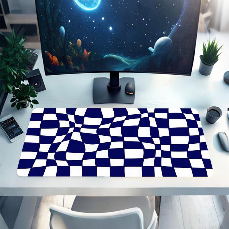 1PC Checkerboard Pattern Oversized Mouse Pad - Non-Slip Rubber Base Perfect for Office School Esports Home Decor Desk Mat 215A