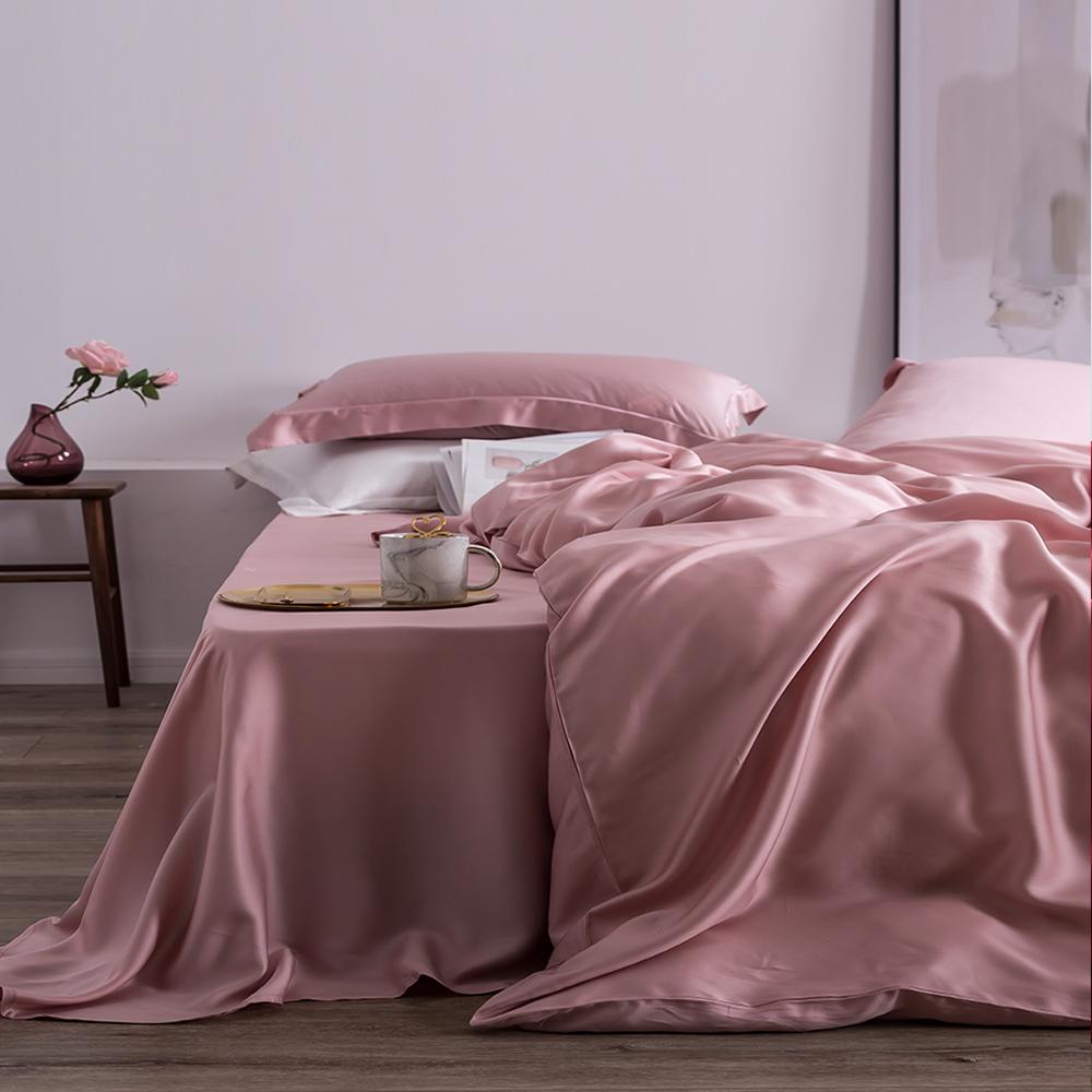 Liv-Esthete Luxury 100% Silk Blue Bedding Set Silky Beauty Queen King Duvet Cover Set Flat Sheet Pillowcase Bed Set Bedclothes