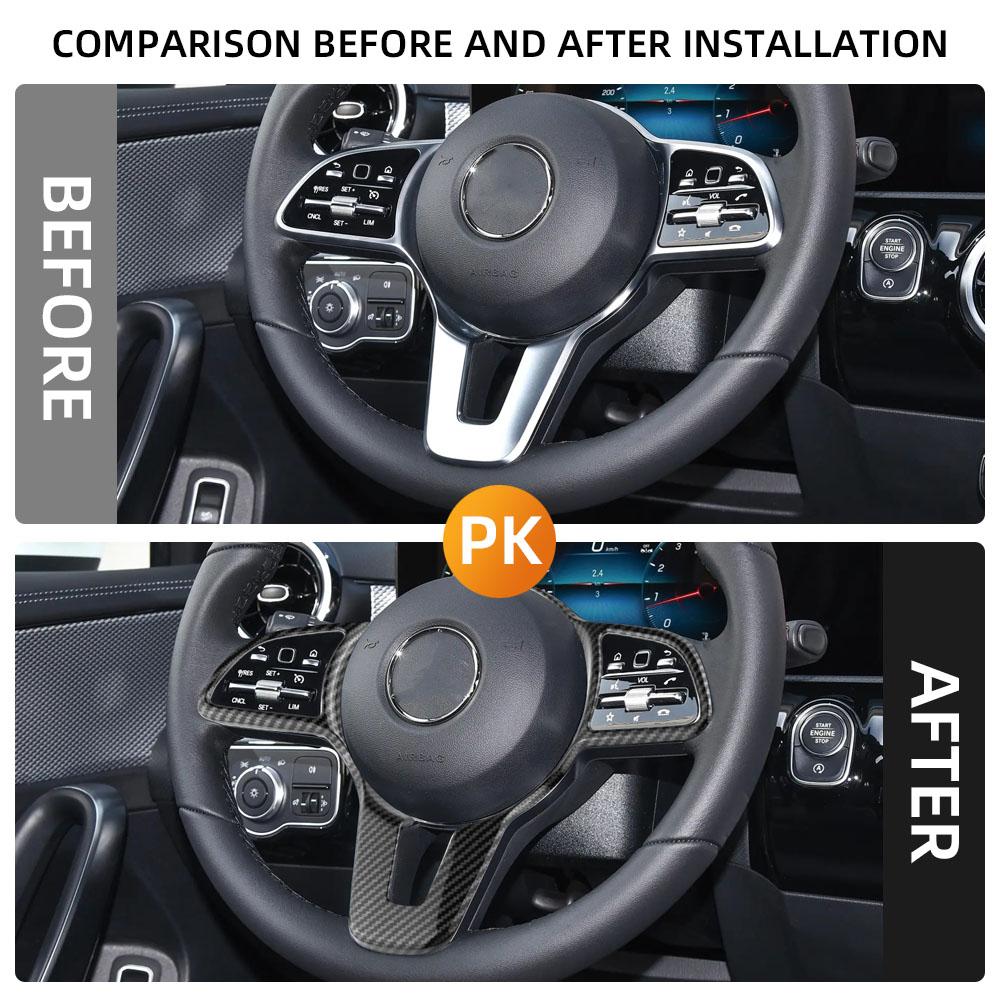 Car ABS Carbon Fiber Steering Wheel Panel Cover Trim for Mercedes Benz A B C E G CLA GLB Class W177 W247 W205 W213 C118 W118