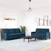 2 Piece Sofa Set with Cushions Blue Velvet