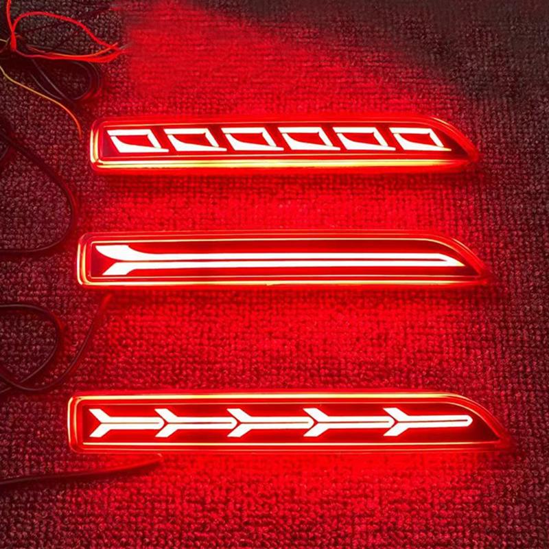 Pair Dynamic LED Rear Bumper Reflector Light Car Driving Brake Fog Trim Molding Tail Lamp For Nissan Patrol