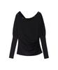 GINSEUKI Studded Off-Shoulder Shirring Long Sleeve (Black)