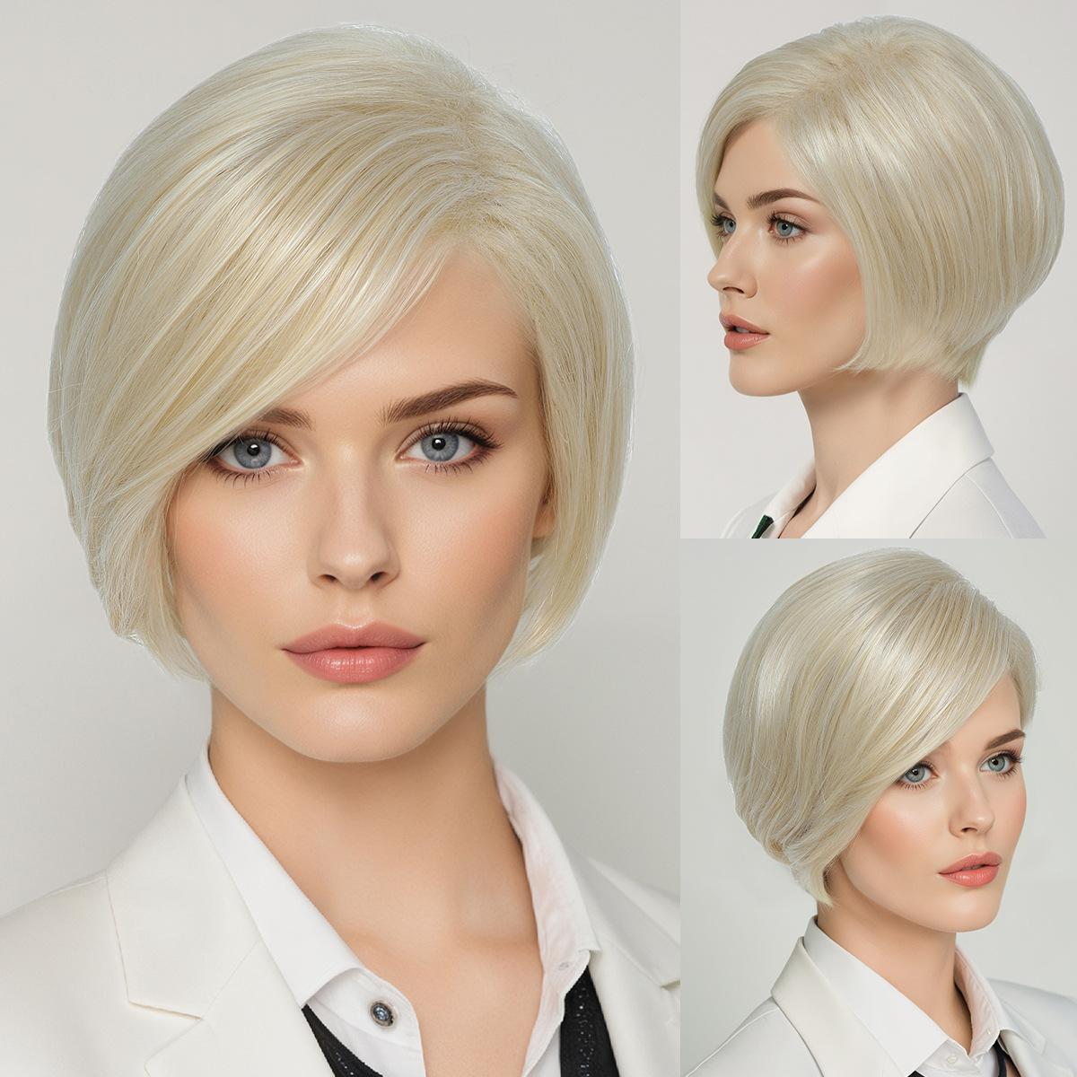 Модная золотая боб-стрижка, короткие волосы, женский парик, пушистая повязка на голову, парики боб