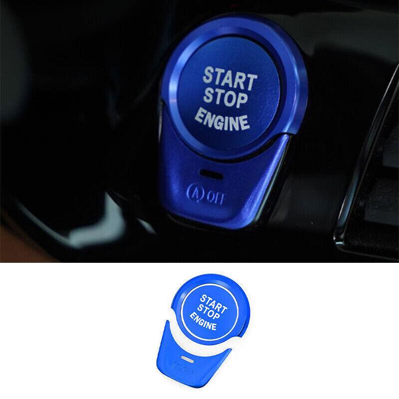 For BMW 7 Series 2016- Blue Aluminum One-Button Start Switch Cover Trim 3PCS