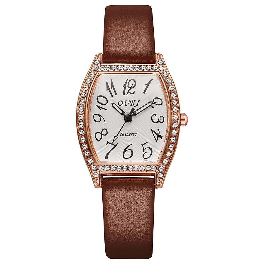 Fassförmige Voll-Diamant Europäischer und Amerikanischer Stil Uhr Mode Damen Uhr Quarz Uhr