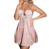 Large Size Fat MM Sling, Deep V Display Large Ice Silk Gathers Thin Sexy Loose Lace