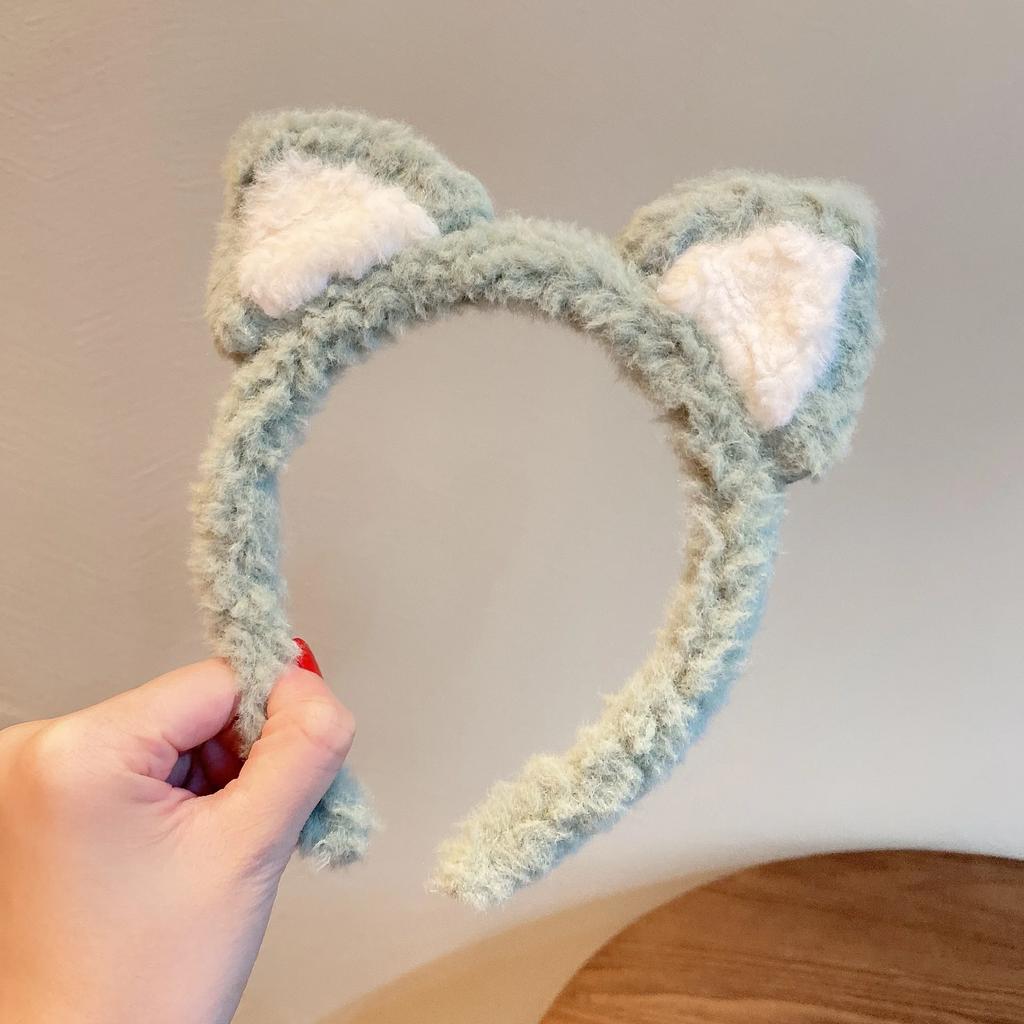 Cat Cute Women Ears Hairband Girl Cosplay Hair Hoop Winter Soft Wool Headband Anime Party Hair Bands Face Wash Makeup Headwear