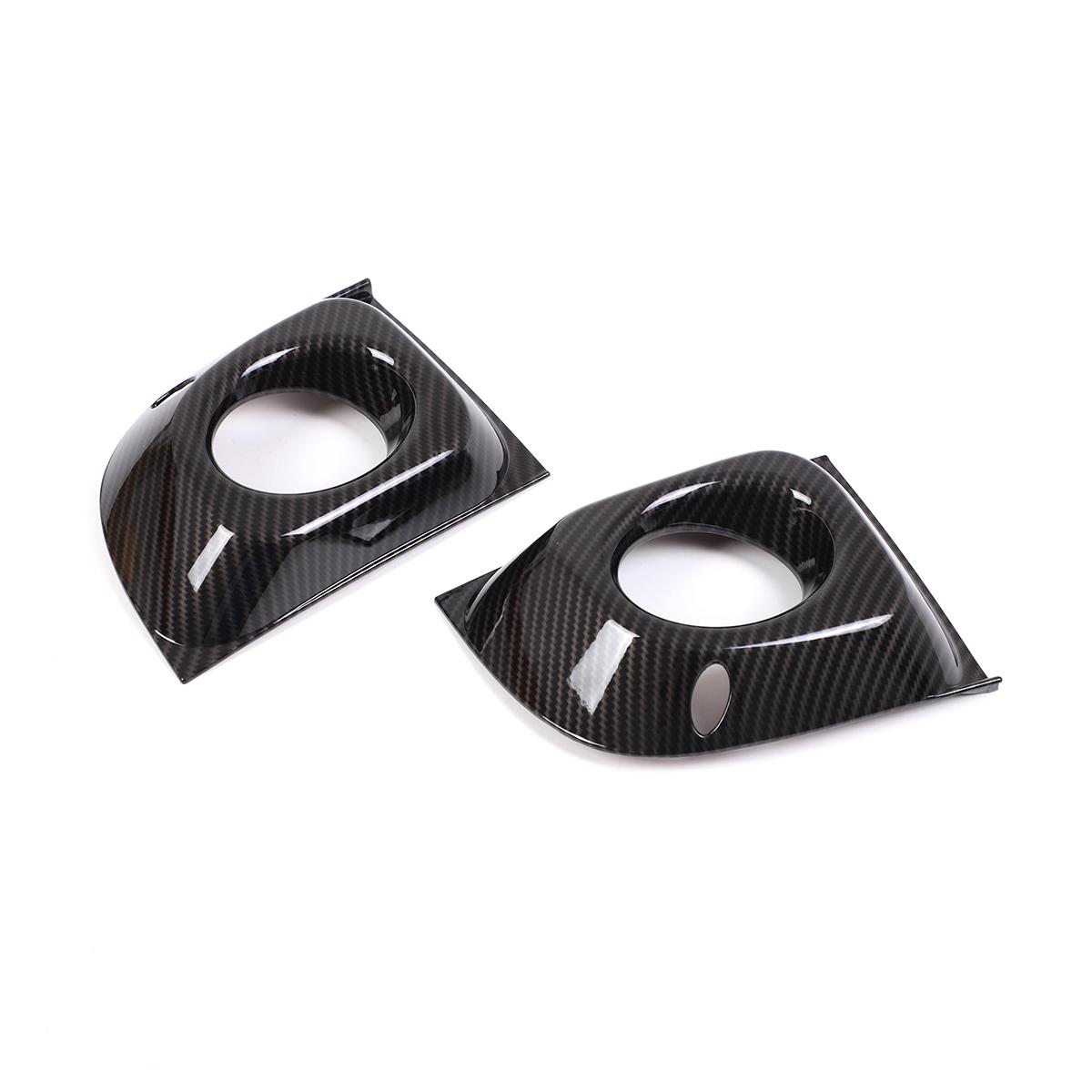 for Fiat 500 2011-2015 ABS Car Front Bumper Front Fog Lamp Bezel Trim Grille Fog Lights Cover Trim Sticker Auto Accessoreis ABS-carbon fiber