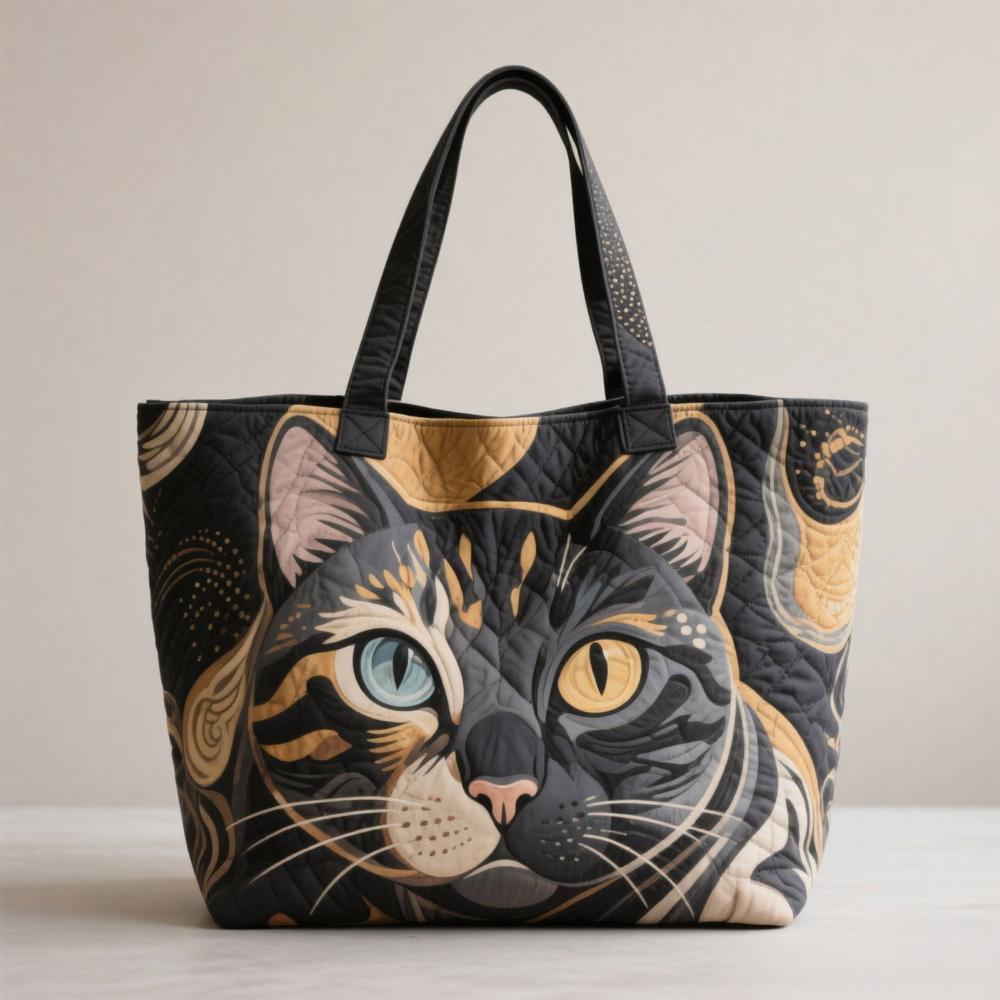 Vintage Damen Stepp-Tragetasche Leichte 3D-Druckmuster Canvas-Umhängetasche Große Kapazität Baumwoll-Einkaufstasche Dame Mädchen