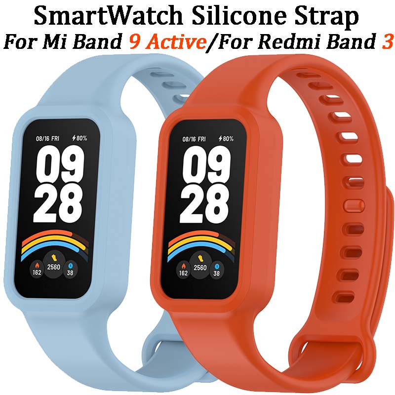 Silicone Strap for Xiaomi Band 9 Active Smartwatch Soft Sports Bracelet Band Comfortable Belt For Redmi Band 3 Accessory Correa