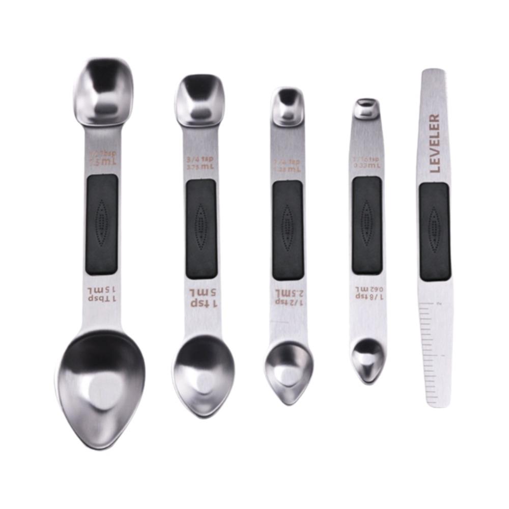 5PCS/SET Dual Head Magnetic Measuring Spoon with Leveler Seasoning Spoon Coffee Spoon  Baking