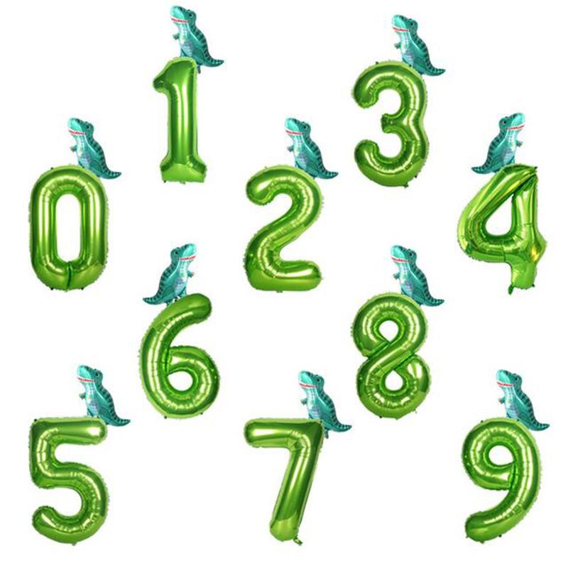 Dino 40inch Green Number Balloons Roar Dinosaur Party Decorations Balloon Jungle Party Boy Birthday Party Decor Baby