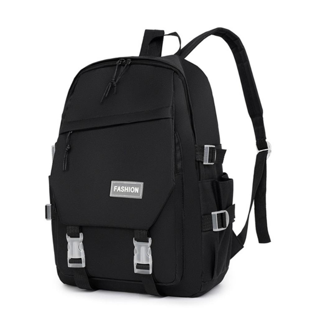 

New Nylon Schoolbag Solid Color Large Capacity Bookbags Waterproof Alleviate Burden Backpack Back To School Gift чорний