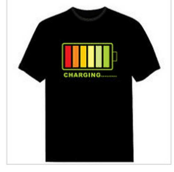 LED Sound Control Music Bar Flashing Luminous Short Sleeve T-shirt for Trendy Clubbing Men and Women.