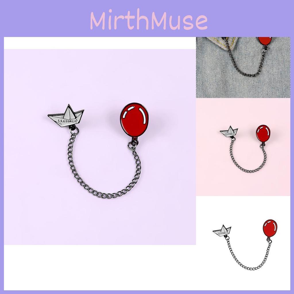 Adorable Cartoon Chain Jewelry Brooch Featuring Cute Red Balloon And Boat Design