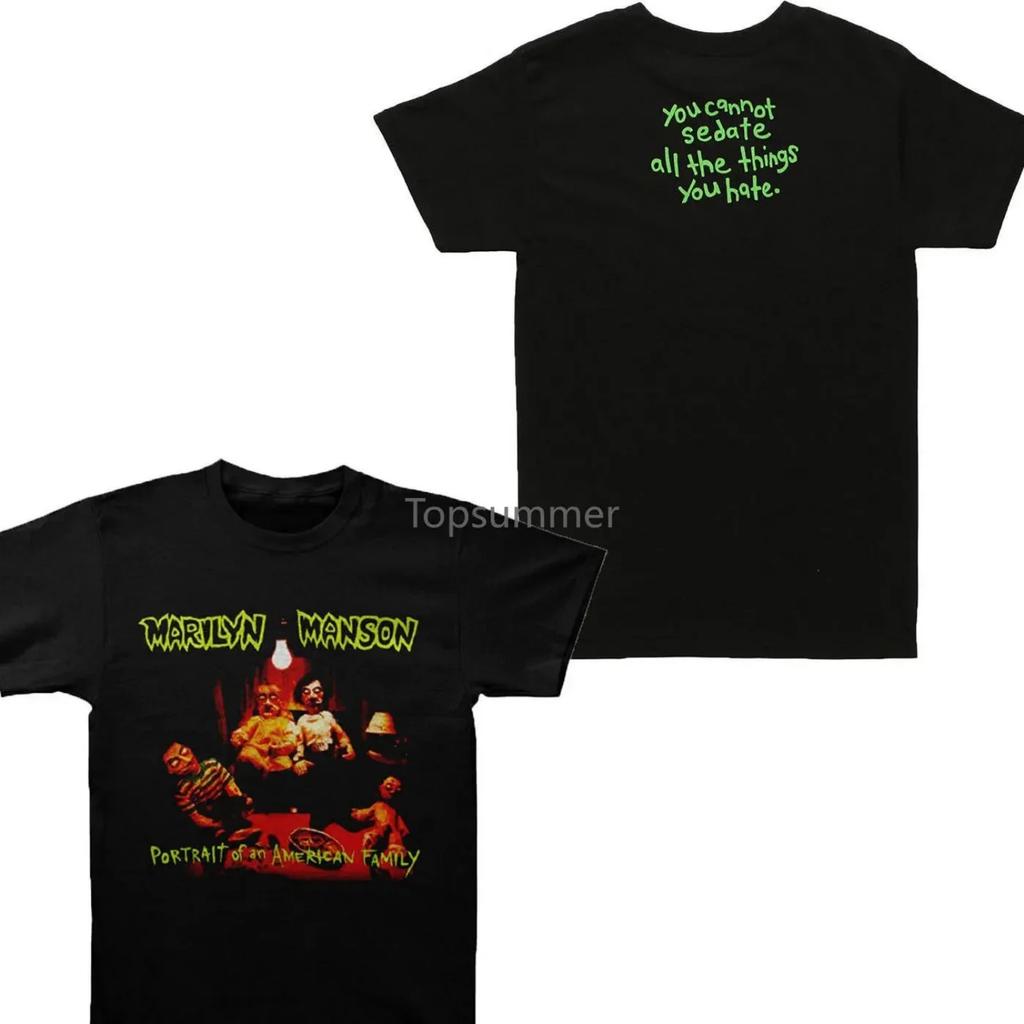 Hipster T-Shirt Herren Authentisch Marilyn Manson Amerikanische Familie Slim Fit T-Shirt S M L XL 2XL Neu