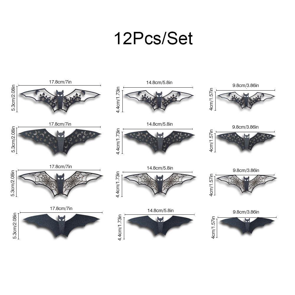 

12~48pcs Halloween Decoration 3D Hollow Bat Wall Stickers Black for DIY Thrilling Themed Party Horror House Scary Decor TMZ