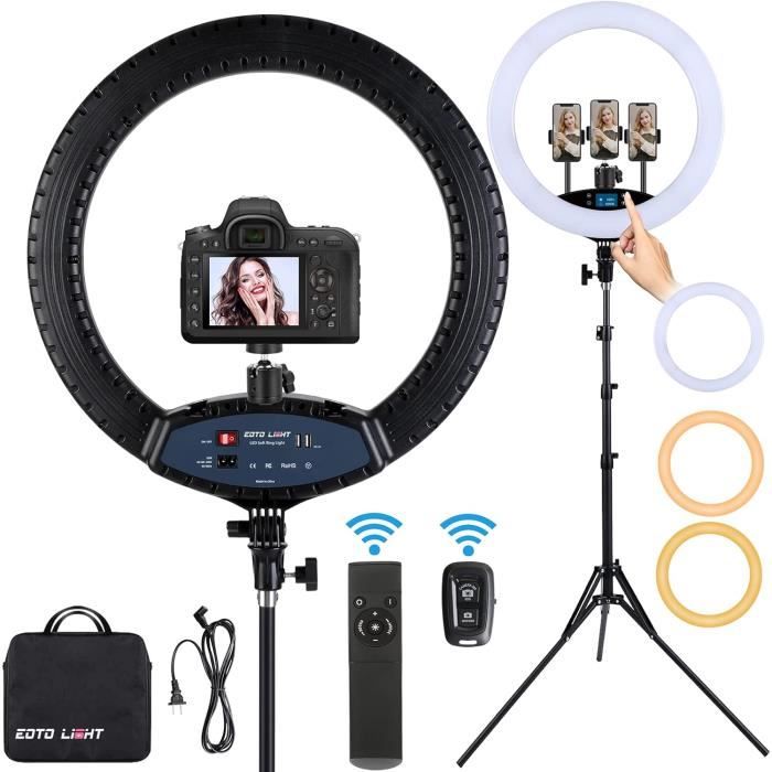 EOTO LIGHT Ring Light Avec Trépied,19 Pouces Extérieur 2900-6000K LED Anneau Lumineux Réglable,Lampe Annulaire Pour Telephone You