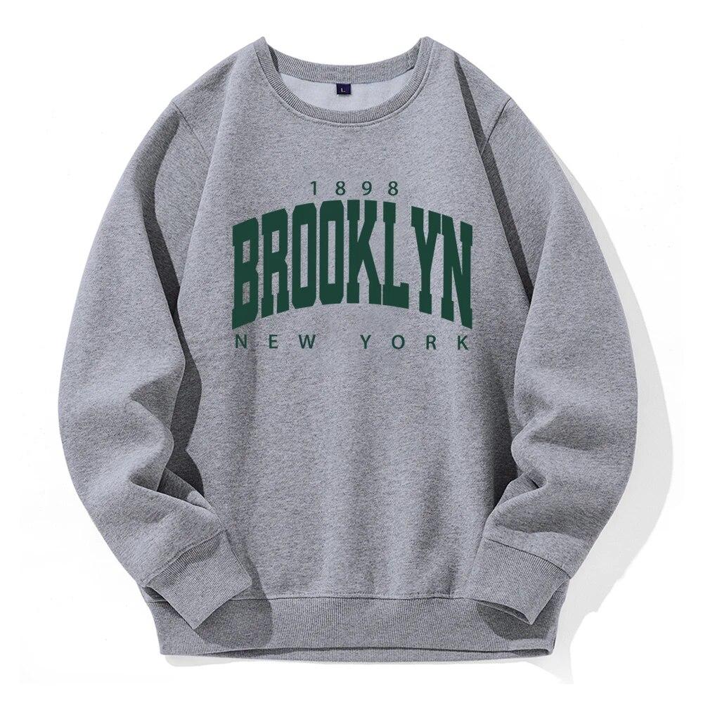 Brooklyn 1898 New York Letter Print Unisex Fleece s kapucí Měkký teplý svetr Móda Klasické Mikiny Sportovní Originální Mikiny s kapucí do O-Neck