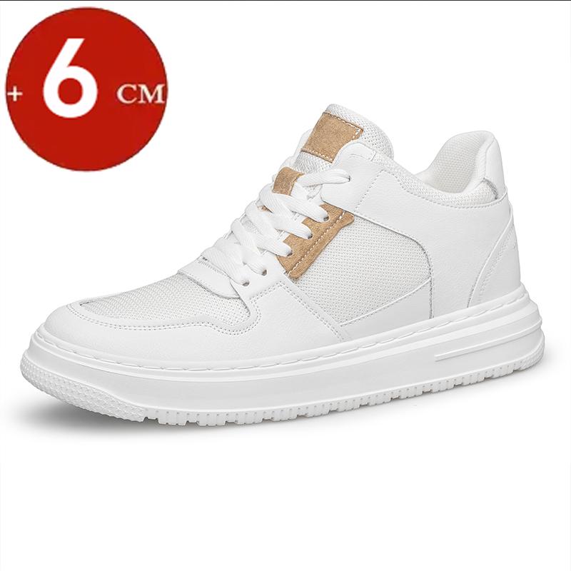 2025 Casual Sneakers Genuine Leather Height Increasing Skateboard Shoes For Men 6cm 8cm Invisible Elevator Taller Lifting Flats