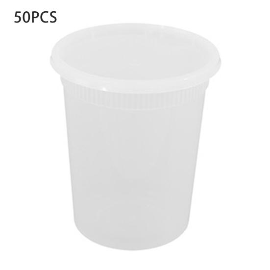 50-Pack Plastic Deli Food Containers with Lids BPA-Free Airtight Storage Container Leak-Proof Soup Containers Microwave Freezer Dishwasher