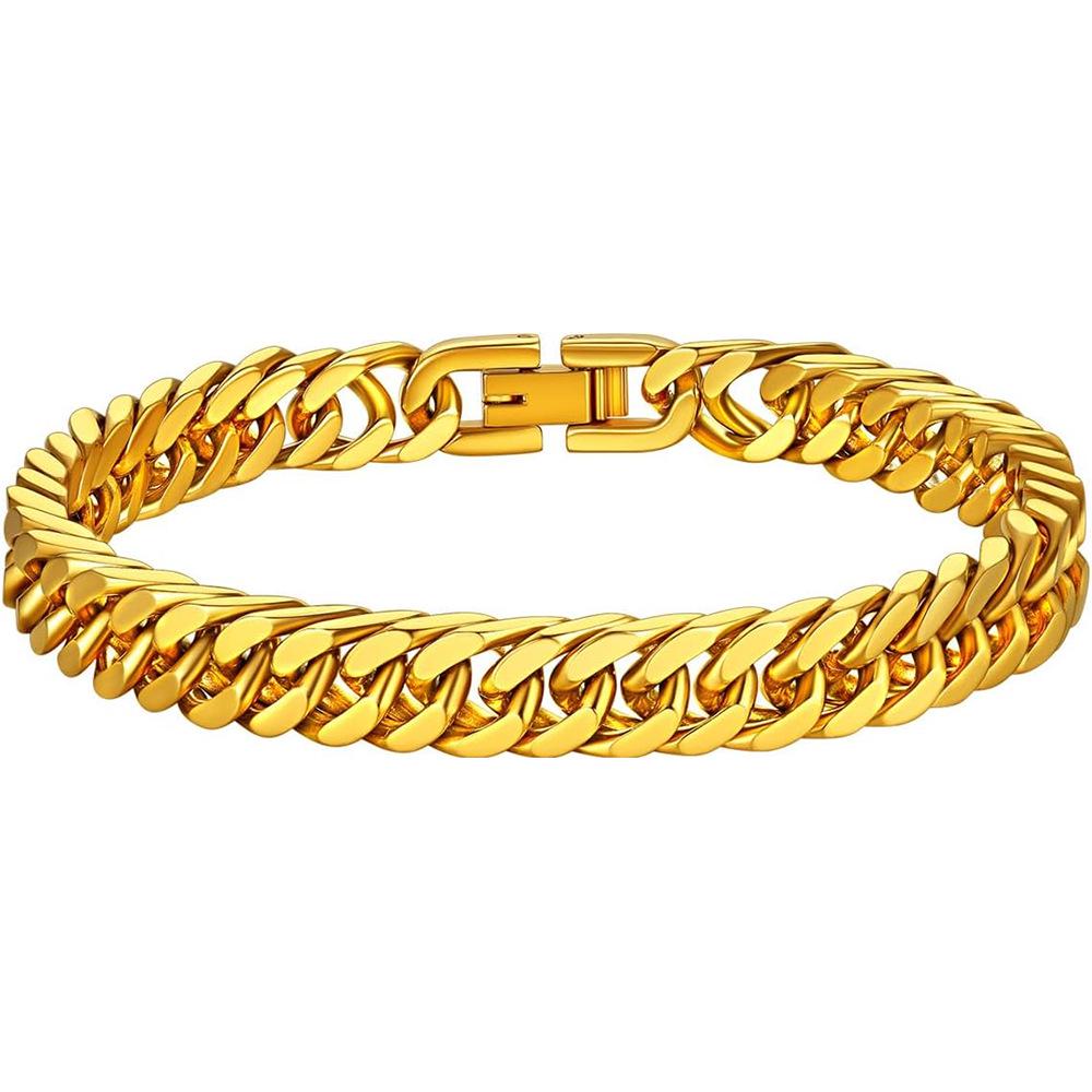 

Комплект браслетов из нержавеющей стали кубинского плетения и Фигаро: Модные мужские украшения из титановой стали 23cm Stainless Steel