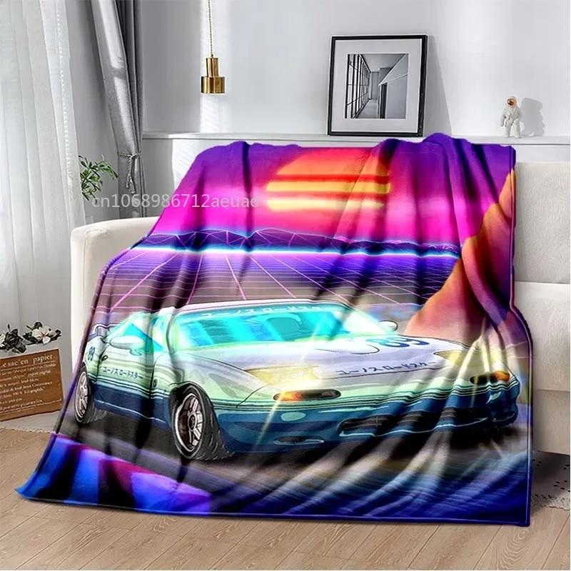 Neon Japanische Kunst Miata Auto Bedruckte Flanelldecke Leicht Warm Plüsch Bett Sofa Stuhl Decke