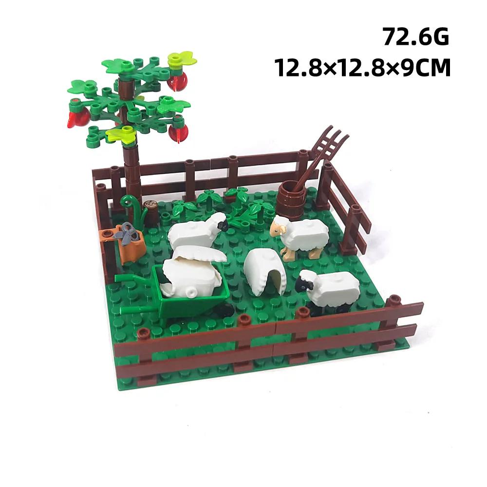 Diy Fun Animal Ranch Building Block Scenes, Sheep Pig Farm And Cattle Moc Building Block Scenes, Building Block Accessories