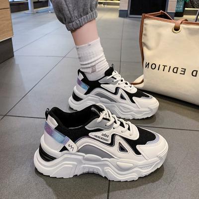 2025 Frühling und Herbst Laufschuhe atmungsaktiv dünn Sportschuhe Damen vielseitige Freizeitschuhe dicksohlige erhöhende Dad Shoes trendige Schuhe