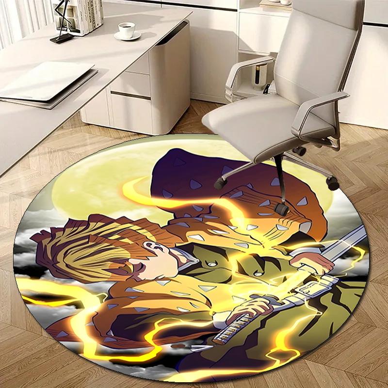 1pc Agatsuma Zenitsu  Print Round Carpet Chair Round Carpet Suitable for Bedroom Living Room Home Decorative Carpet