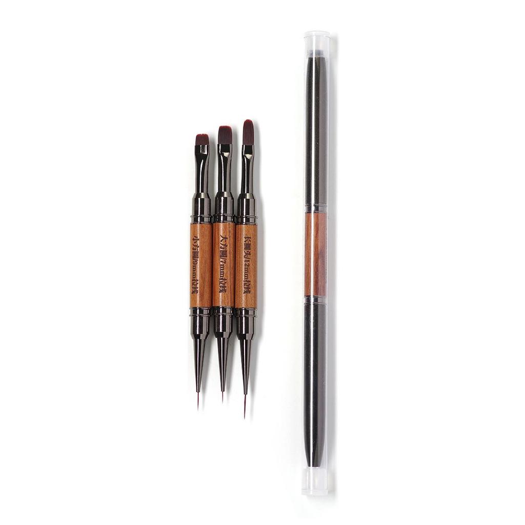 Dual-Ended Nail Art Brush: Multi-Purpose Liner & Round Head Builder with Japanese Base Coat.