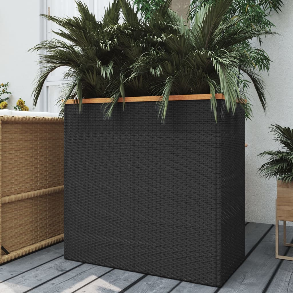 Plant Pot Black 80x40x80 cm Poly Rattan