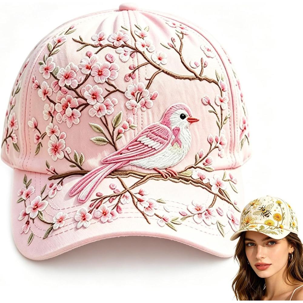 2026 Garden Morning Floral Print Baseball Cap, Botanical Cottagecore Hat for Women, Adjustable, Breathable, Casual Sun Hat
