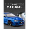 1/24 Skyline GTR R34 Static Diecast Car Sound Light Pull Back Detailed Rubber Tires Desktop Hobby Collectible Boys Gift