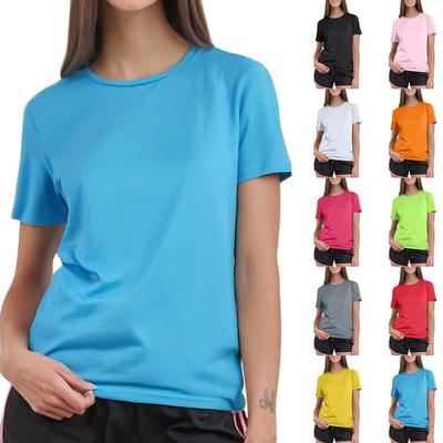 Lässiges, einfarbiges, schnelltrocknendes Sport-T-Shirt für Damen