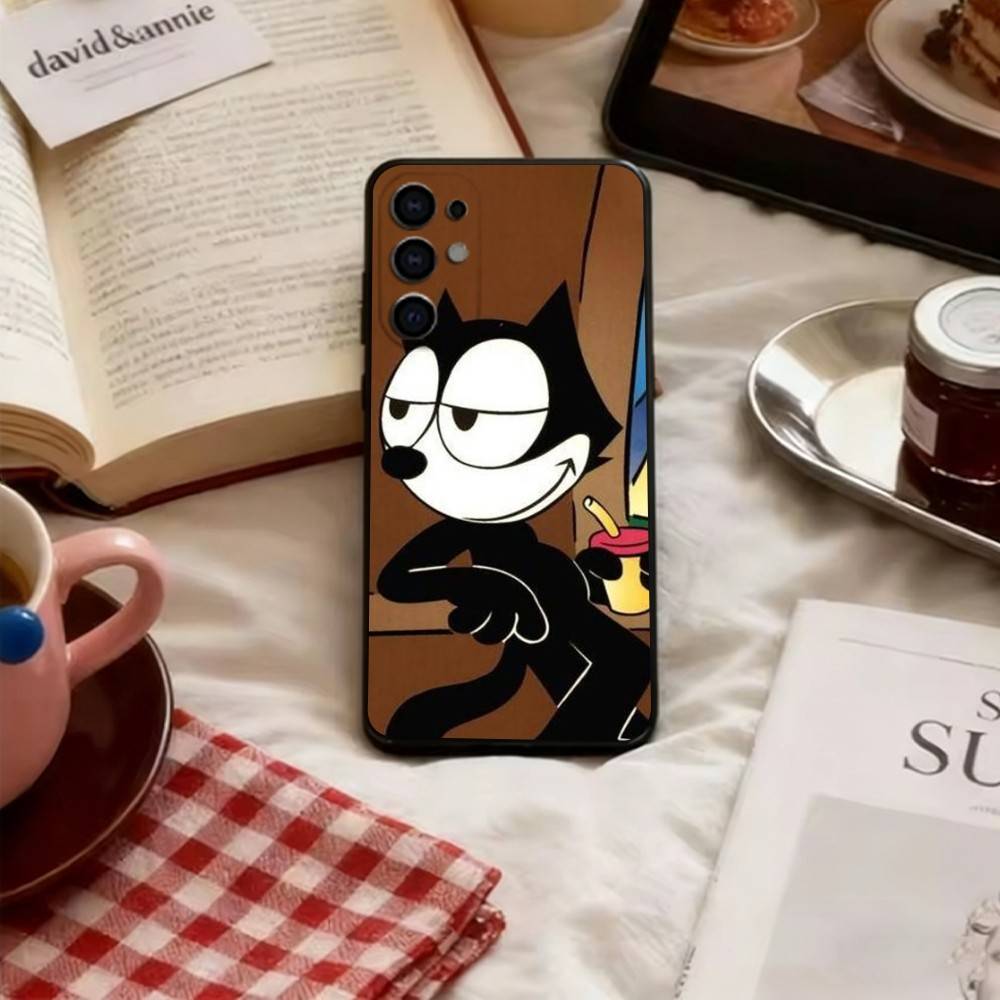Vintage Felix the Cat Phone Case For Samsung S25,S24,S21,S22,S23,S30,Ultra,S20,Plus,Fe,Soft Black Cover