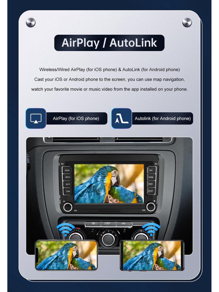 7-inch CarPlay Multimedia Display for Volkswagen, SEAT, Skoda (2003-2015 Models)