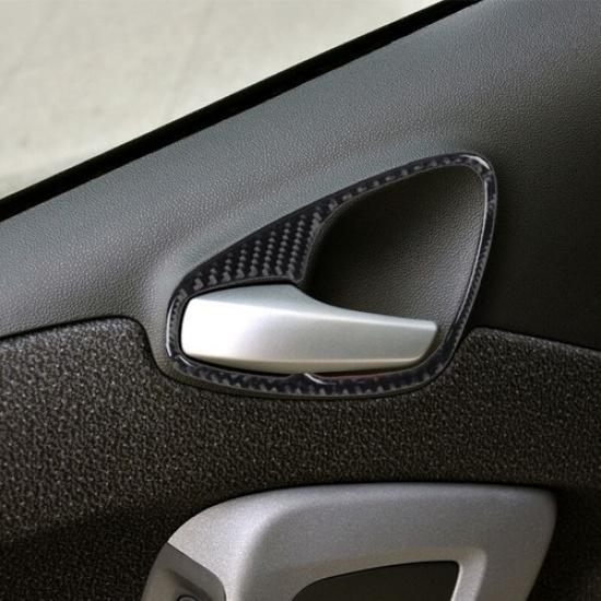 2pcs Carbon Fiber Car Inner Door Handel Bowl Sticker For Benz Smart Fortwo 11-15